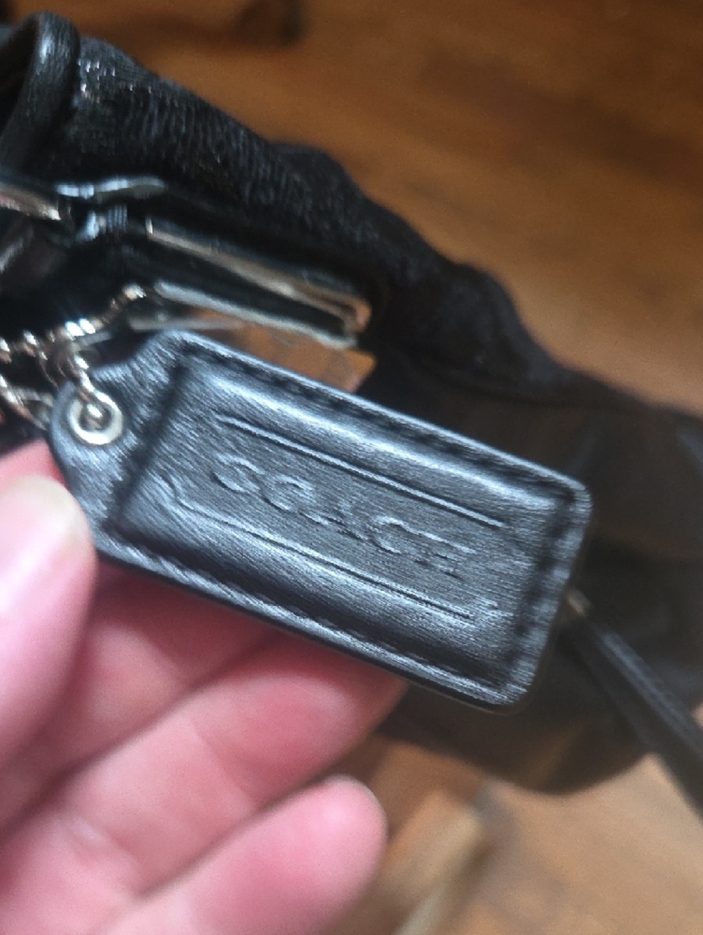 Coach Black Leopard-Print Shoulder Bag with Shimmer - Picture 3 of 5